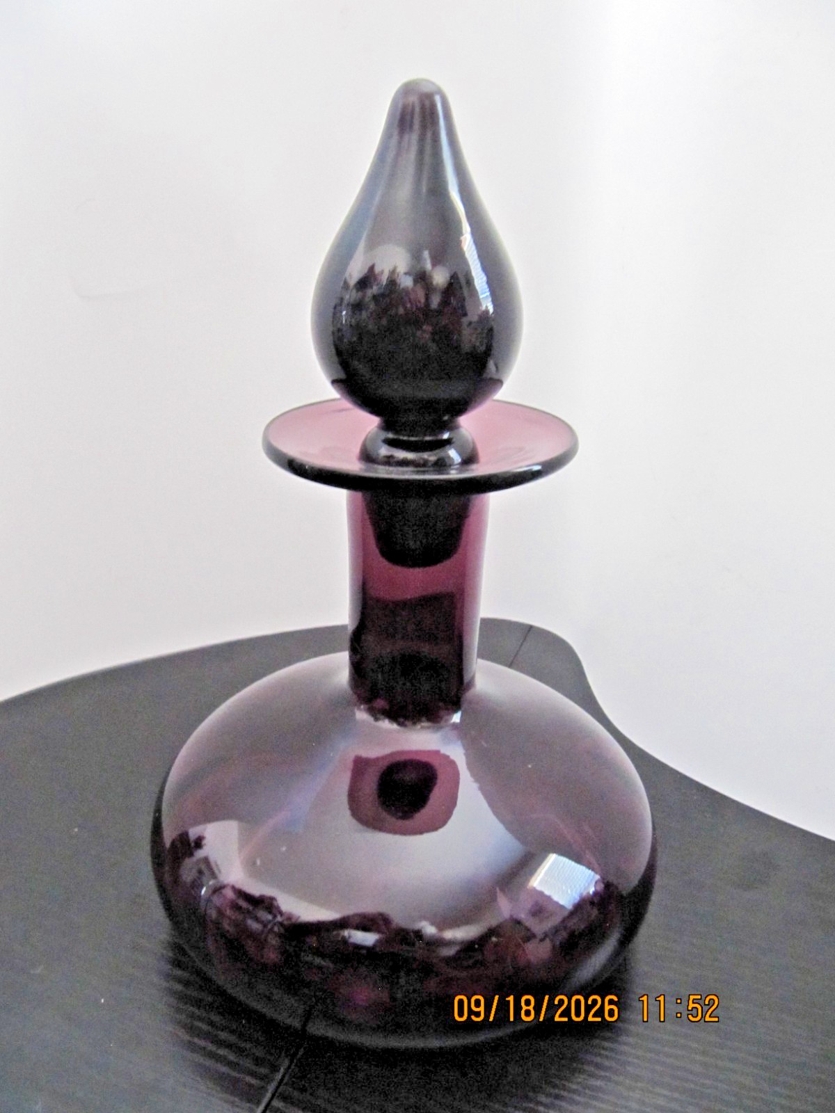 Vintage Italian Art Glass Decanter Purple Amethyst w/ Stopper 10\