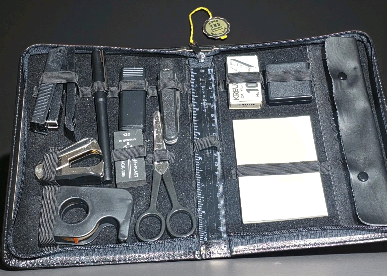 Vintage JBS Solingen Portable Desk Leather Writing Set West Germany w/ Tag Vintage JBS Solingen Portable Desk Leather Writing Set West Germany w/ Tag