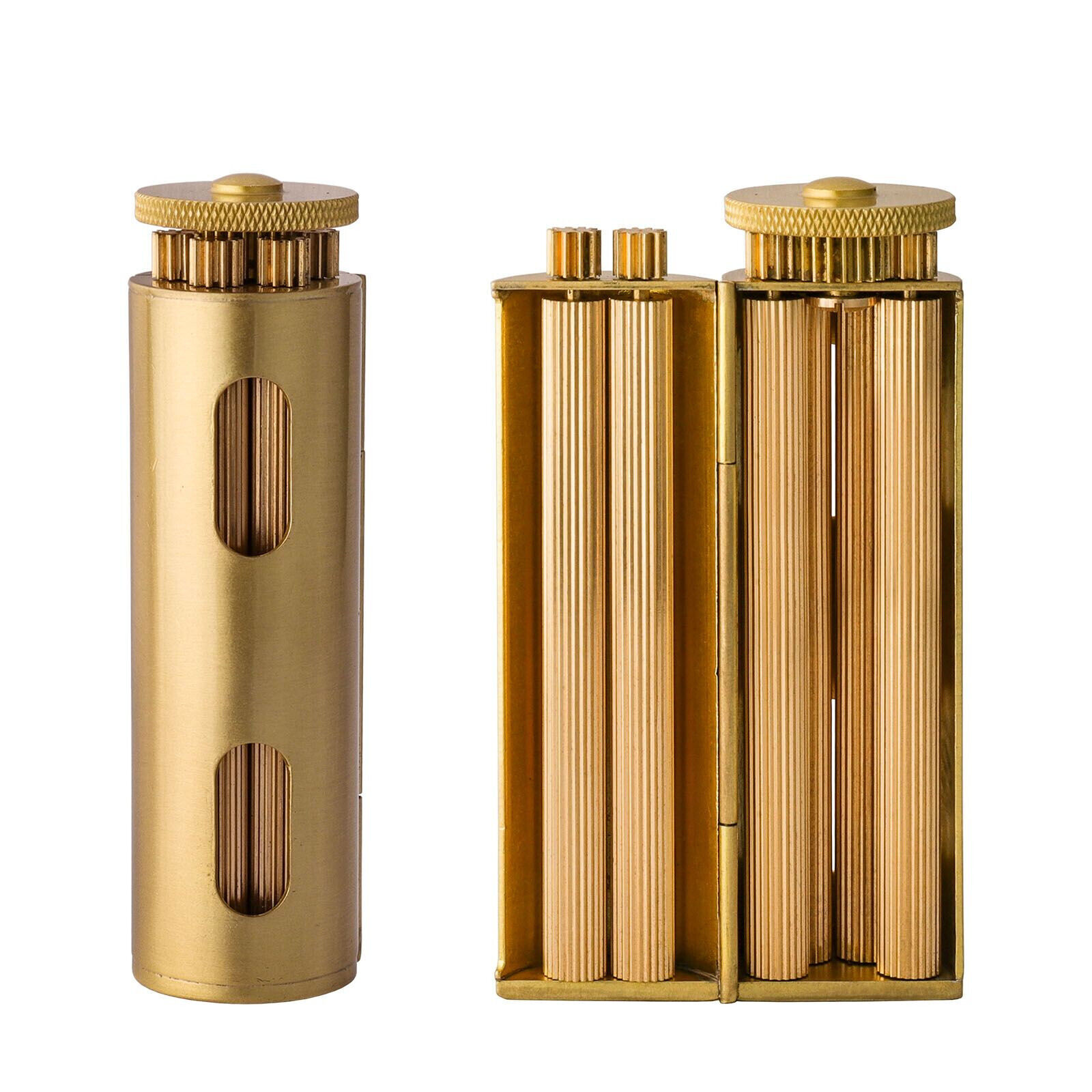 Cylindrical Solid Brass Vintage Manual Cigarette Rolling Machine Fit 70-75MM US