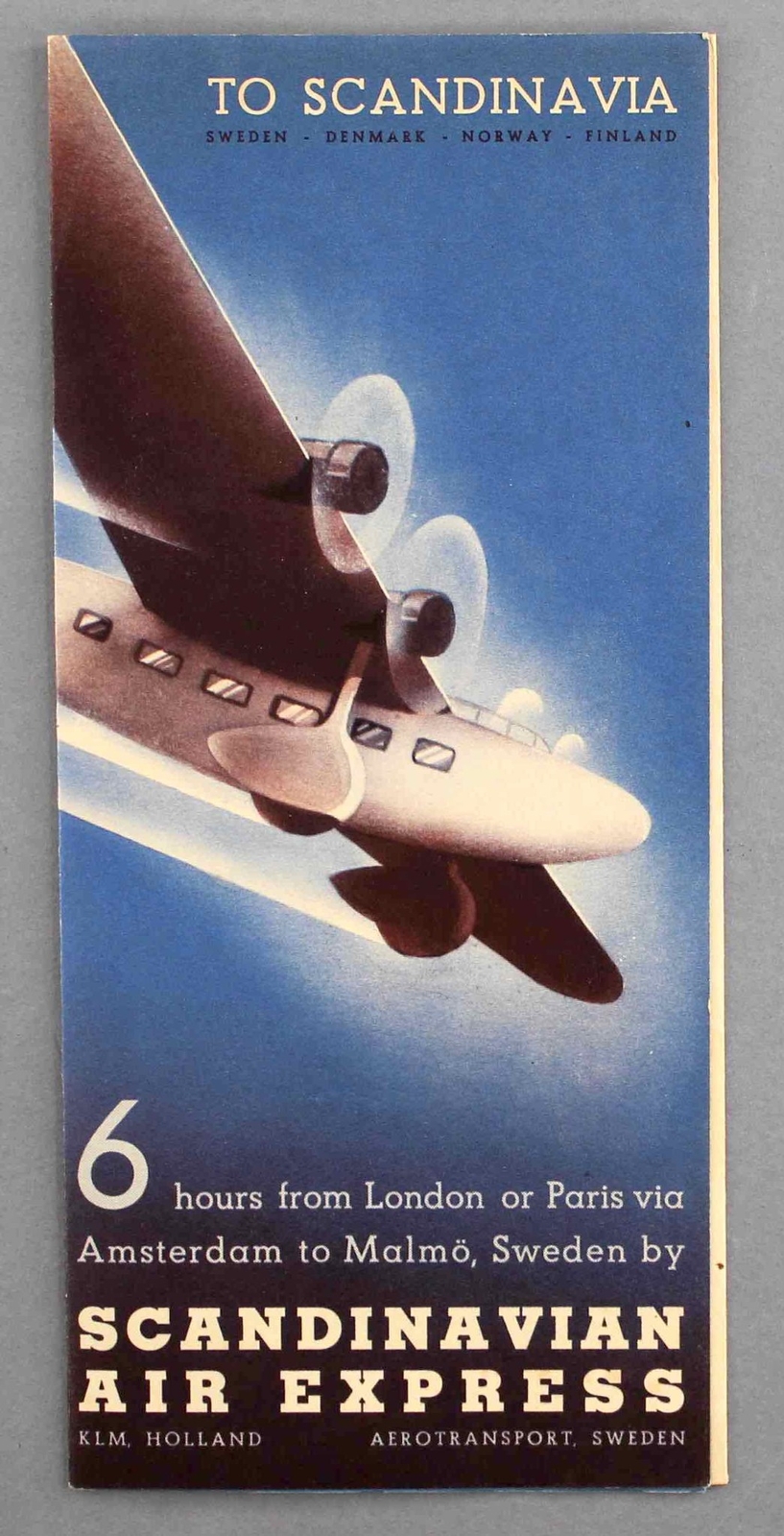 AB AEROTRANSPORT KLM ROYAL DUTCH AIRLINES SCANDINAVIAN AIR EXPRESS TIMETABLE
