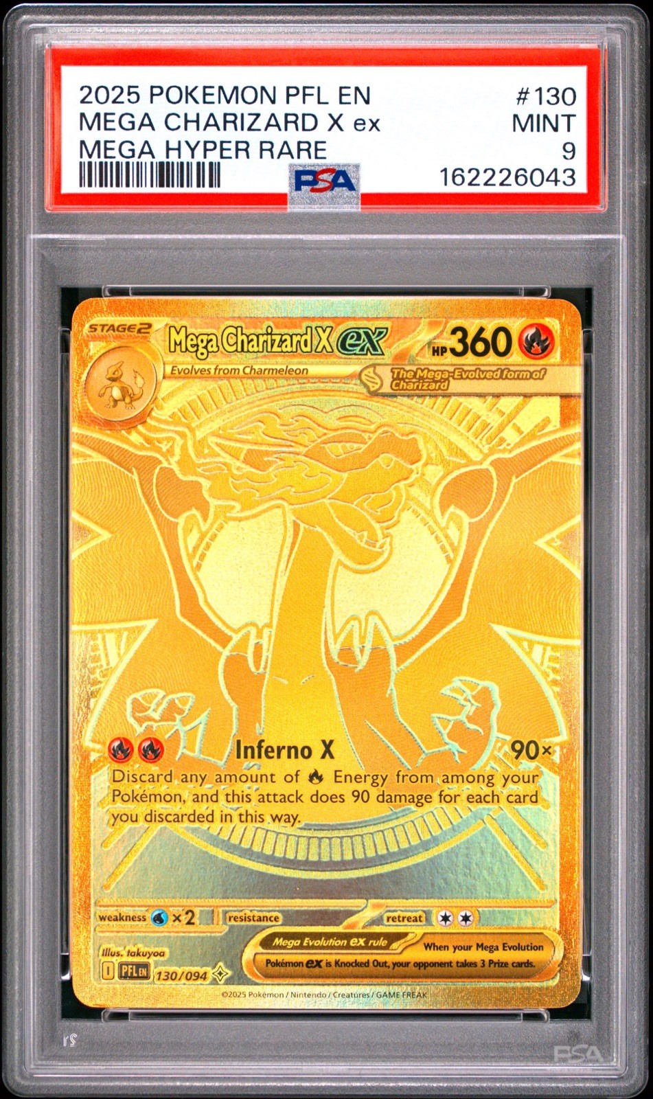 Pokemon TCG Mega Charizard X ex  130/094 Hyper Rare PSA 9