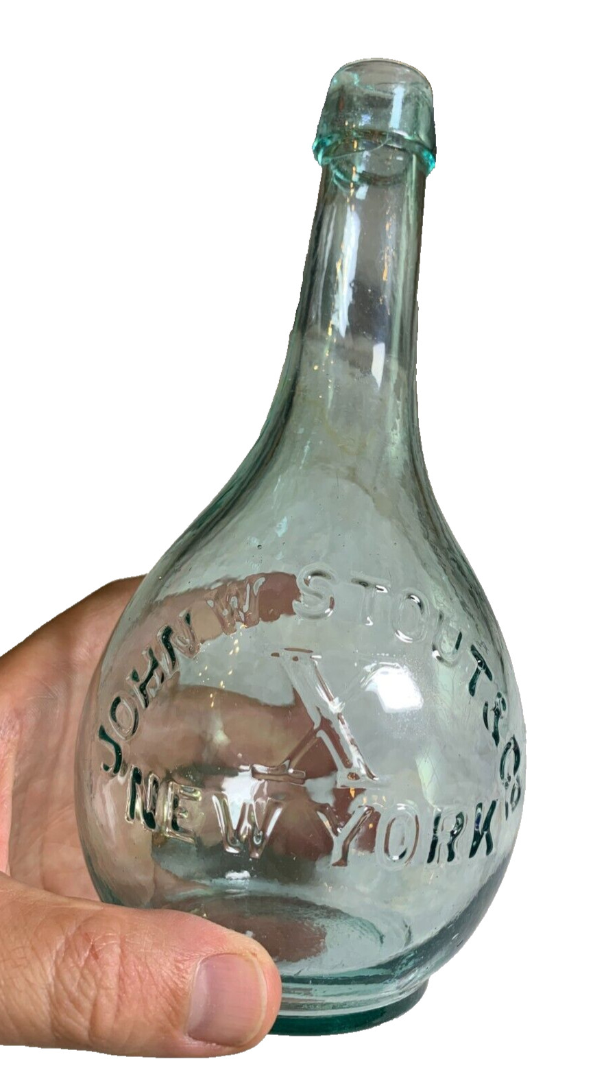 Antique 1860s Ketchup Condiment Bottle John W. Stout & Co. New York NY NYC 