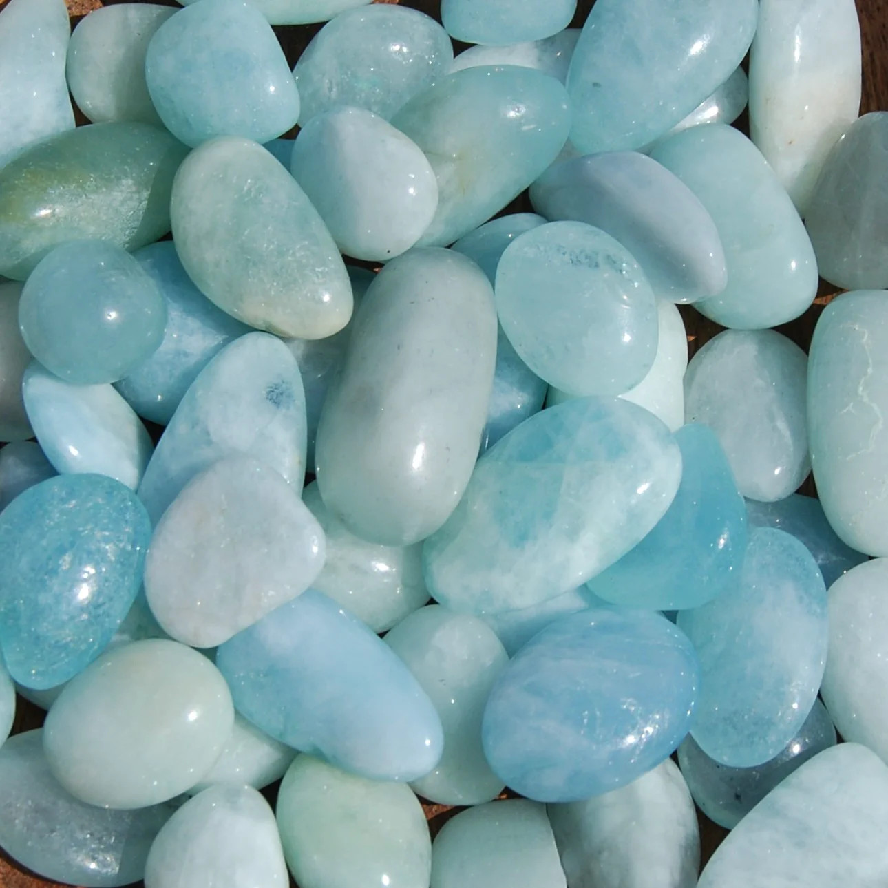 6pcs Aquamarine Gemstone Tumbled Stones, Small Genuine Blue Aquamarine 6pcs Aquamarine Gemstone Tumbled Stones, Small Genuine Blue Aquamarine