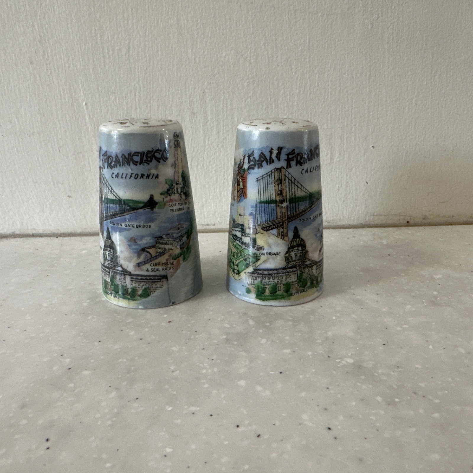 VTG San Francisco CA Ceramic Salt & Pepper Shakers Golden Gate Bridge