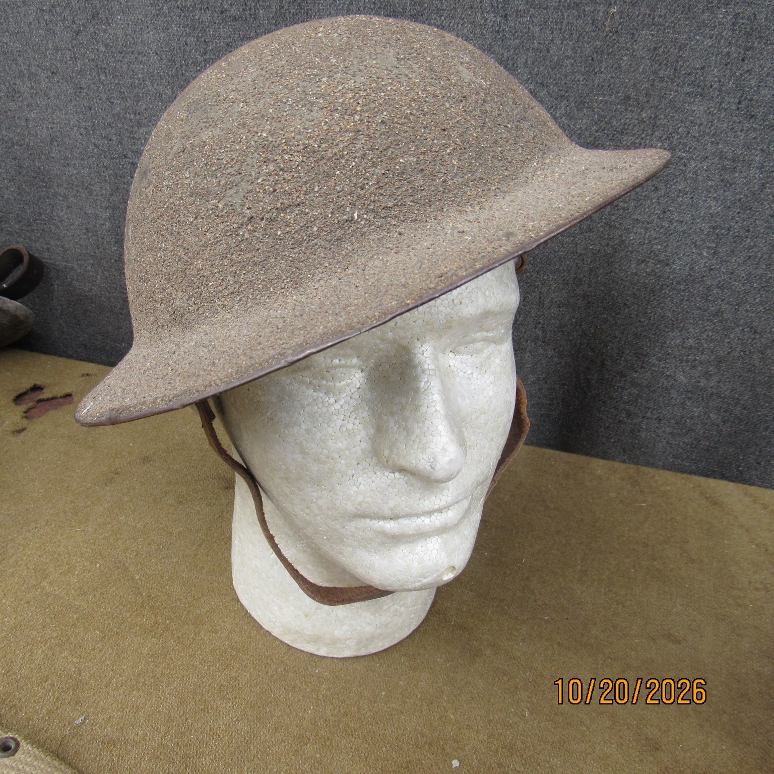 Vintage WWI US M1917 Doughboy Steel Helmet Liner & Chin Strap Exceptional Cond