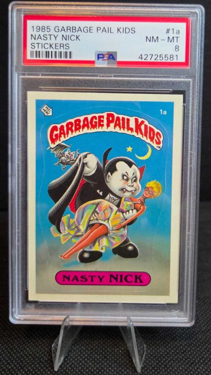 1985 Topps OS1 Nasty Nick Garbage Pail Kids Series 1 Card 1a PSA 8 NM-MINT 👀 9?