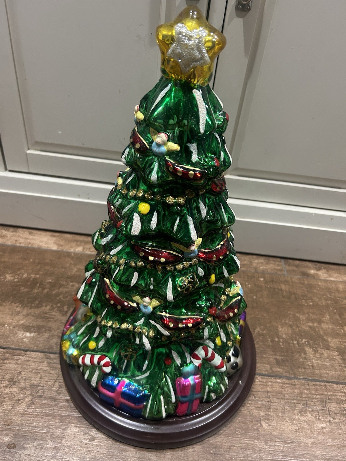 VTG THOMAS PACCONI CLASSICS 2004 BLOWN MERCURY GLASS TABLETOP CHRISTMAS TREE COA