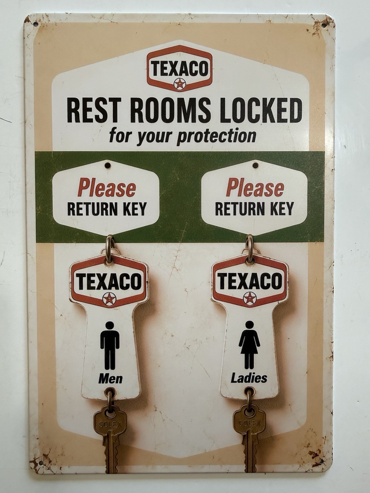 Texaco Gasoline Gas & Oil Sign - Texas Fuel Company - Vintage Restrooms