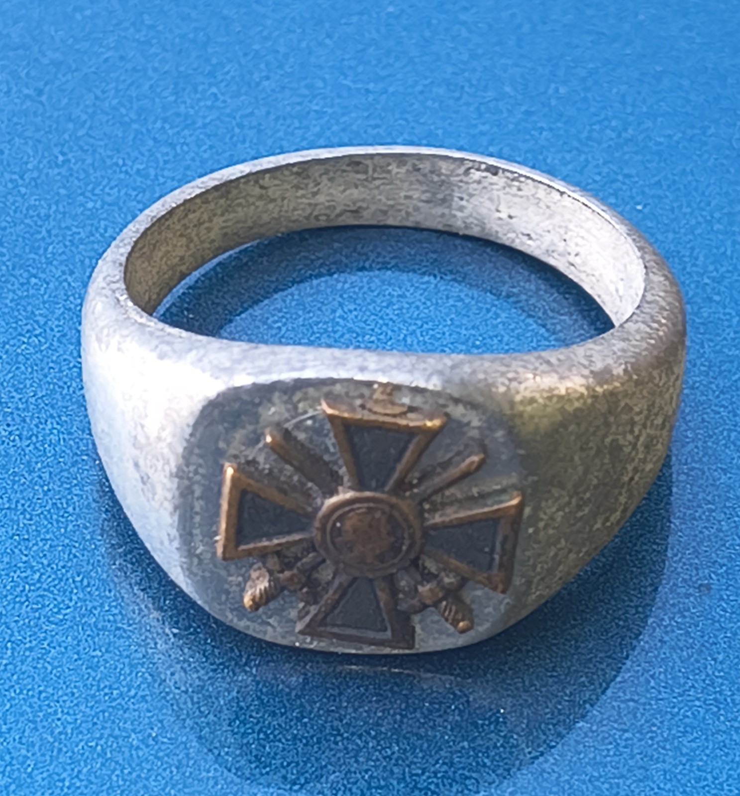 VINTAGE WW1 AMERICAN EXPEDITIONARY CROIX DE GUERRE TRENCH ART RING SIZE 10 - 11