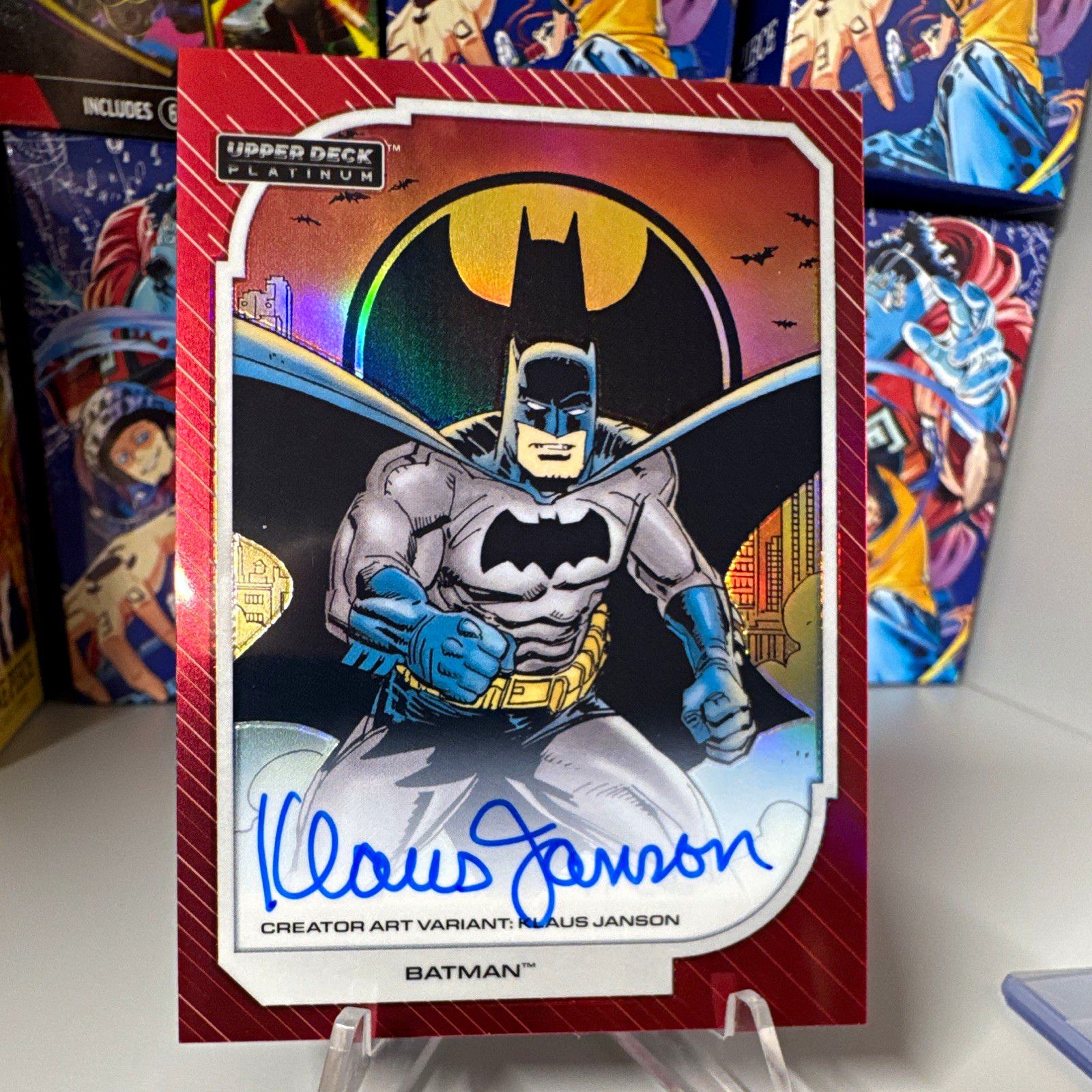 Upper Deck 2026 Platinum DC Batman #2 Creator Art Variant Red Rainbow Auto