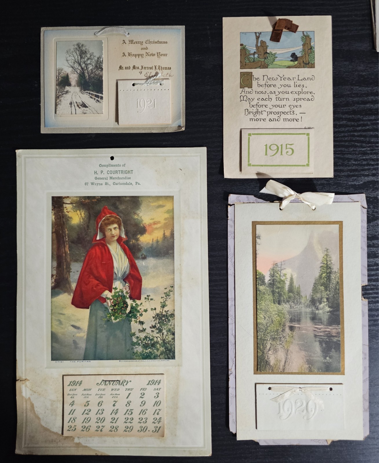 “Antique Mini Calendar Lot 1914 1915 1921 1925 Victorian Ephemera Advertising...