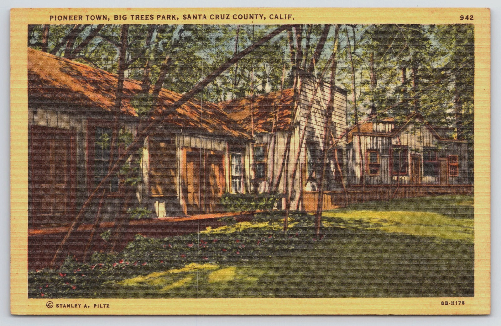 Pioneer Town Big Trees Park Santa Cruz County California Postcard #1848