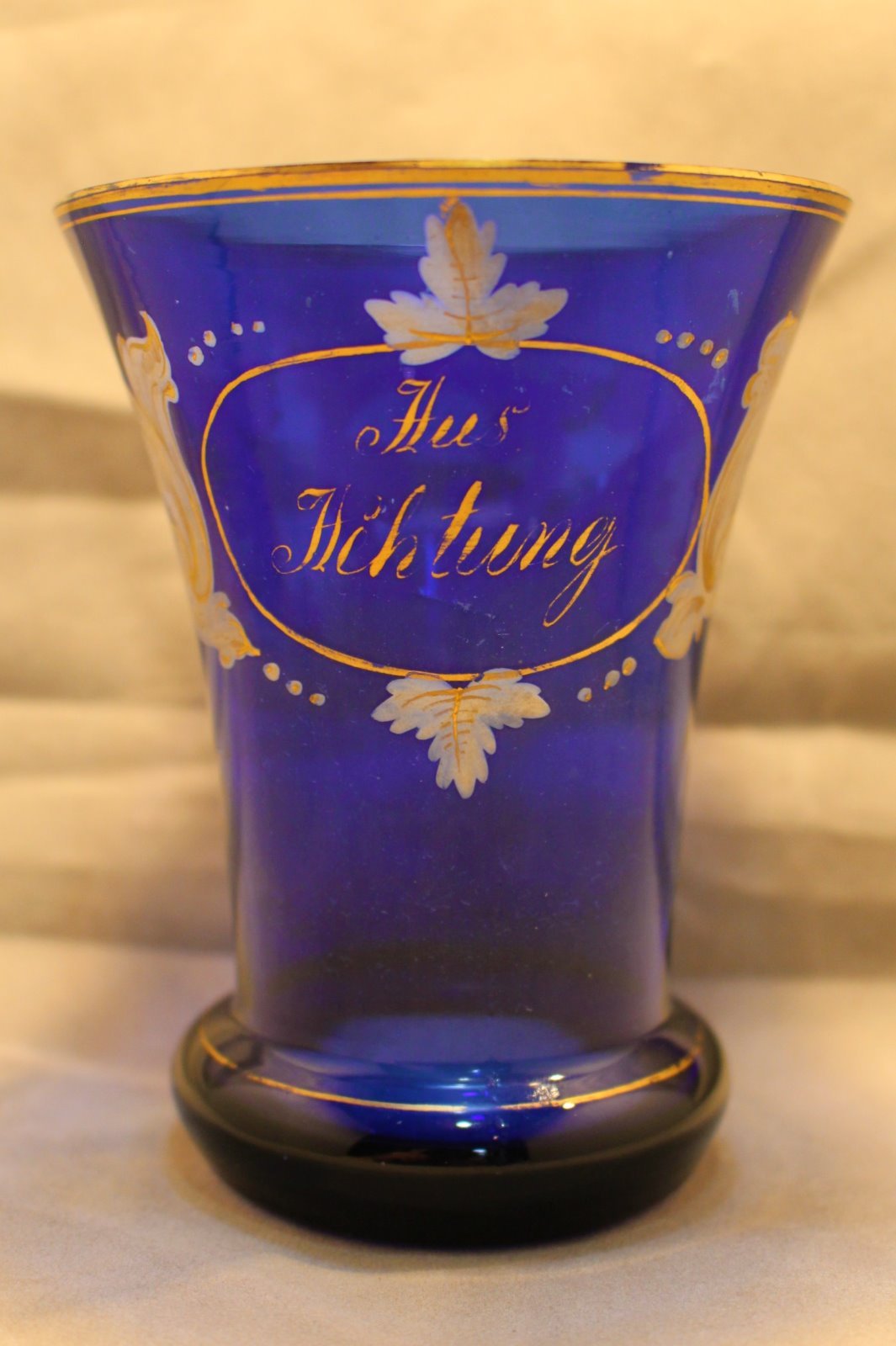 German or Austrian Cobalt Blue Enameled&Gilded Glass Tumbler \