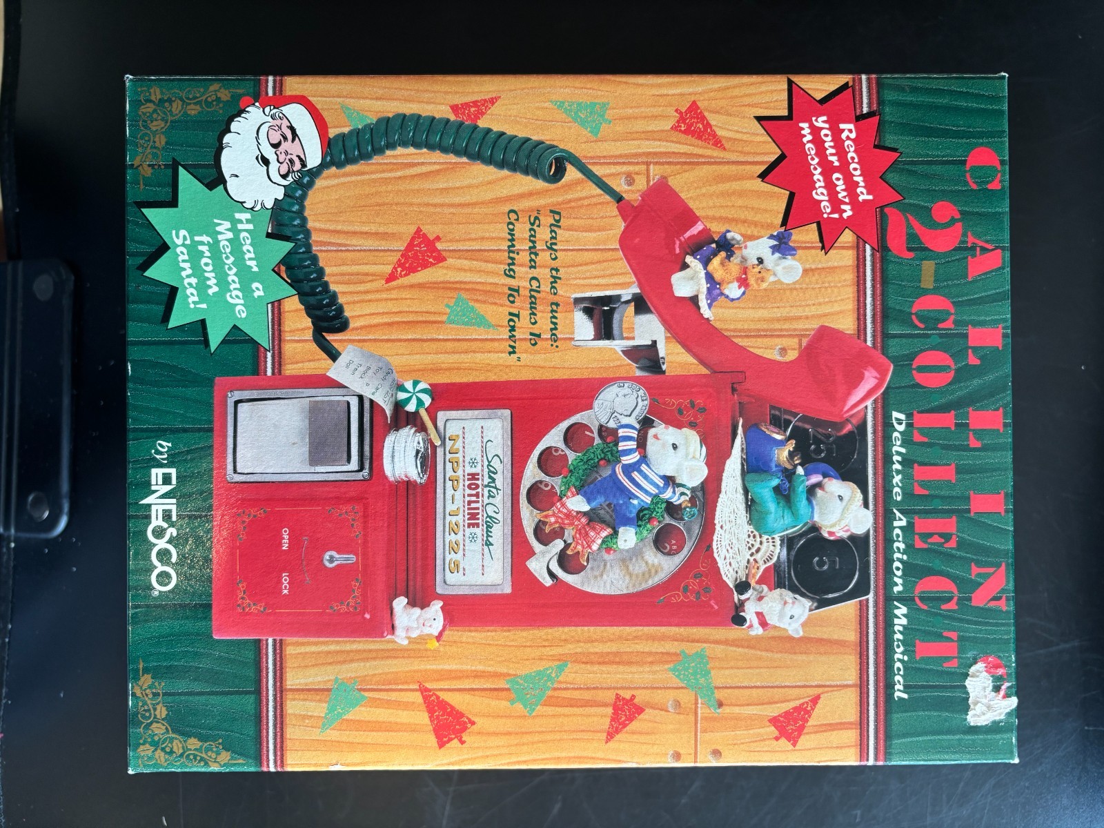 NIB Vintage 1995 Enesco Calling 2 Collect Deluxe Action Musical Santa Hotline 
