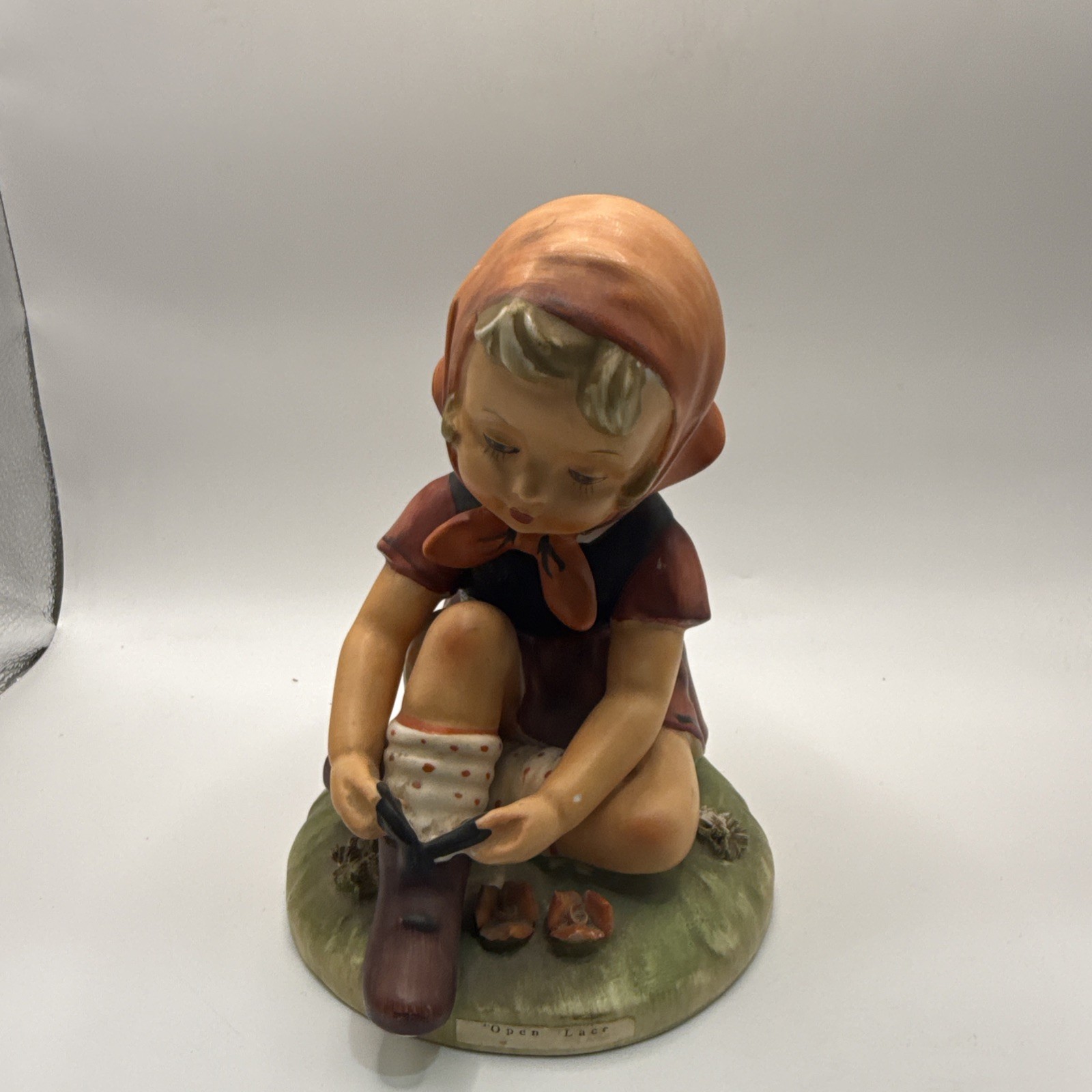 Vintage Erich Stauffer Open Laces Girl Figurine Arnart Japan 6.5” Hummel Style *