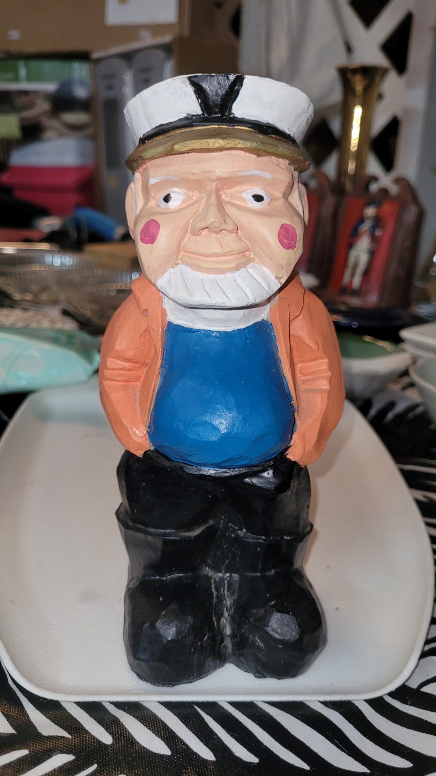 Vintage hand-carved and hand-painted wooden sea captain figurine