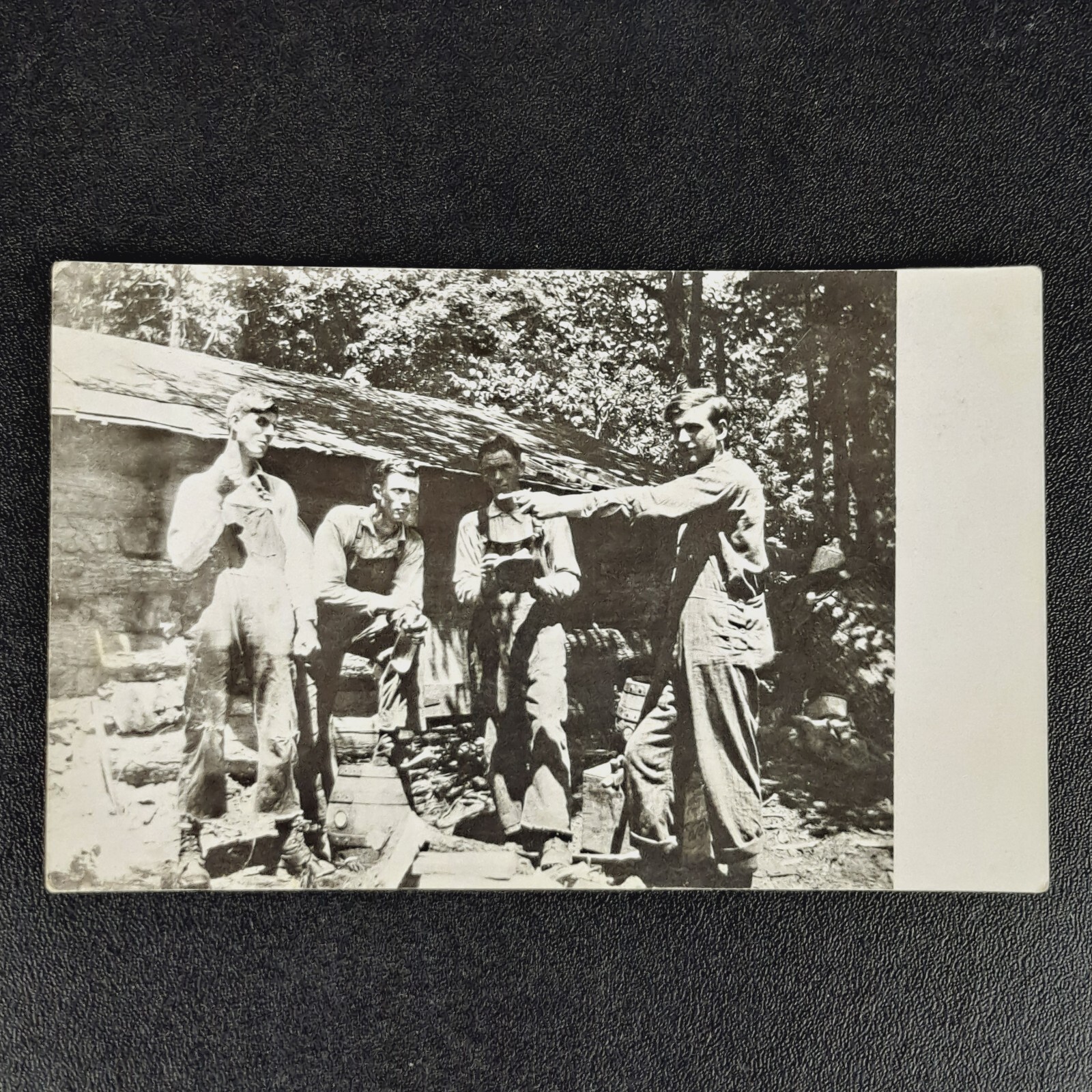 Antique NOKO RPPC Real Photo Divided Postcard - Man Aiming Gun -  Unposted