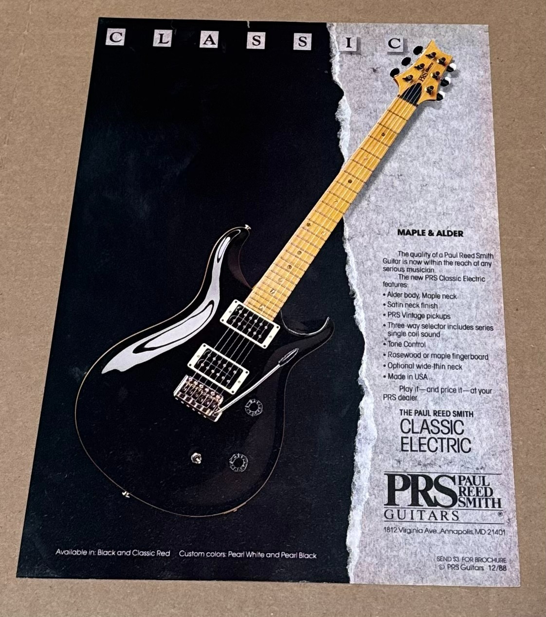 PRS Guitars - Classic Electric - 1989 Print Ad