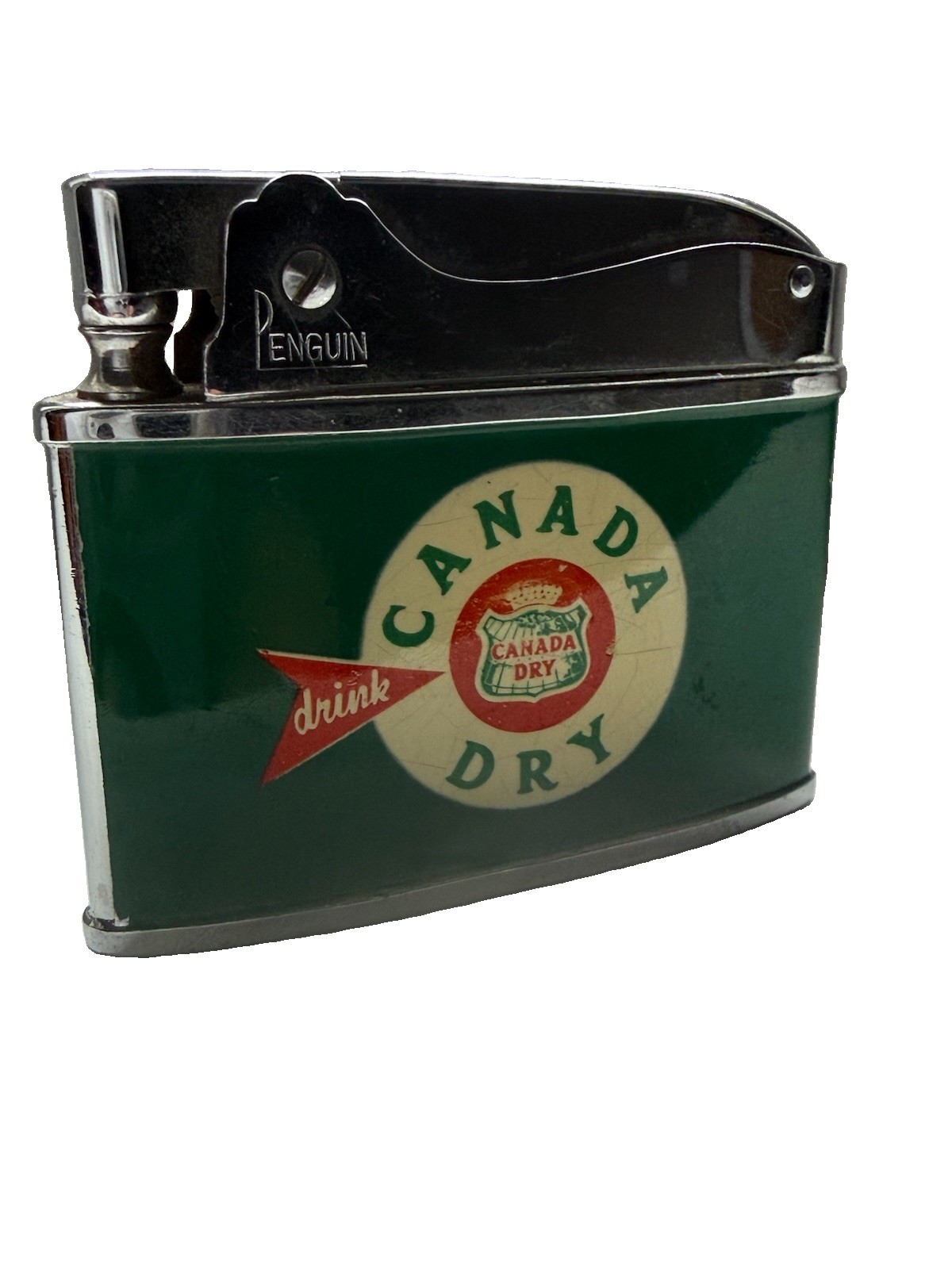 Vintage Penguin Canada Dry Pocket Lighter - Made in Japan. Superlative No. 18250
