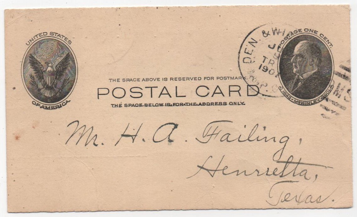 NOCONA TX Postal Card SEASONED POST OAK WOOD, E. L. McNabb to HENRIETTA TEXAS