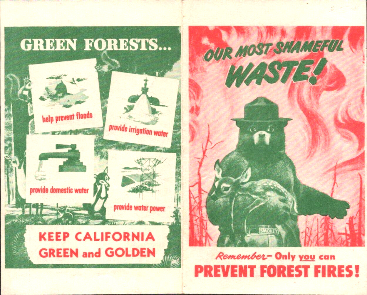 1949 SMOKEY BEAR firefighting pamphlet OUR MOST SHAMEFUL WASTE Sacramento, CA