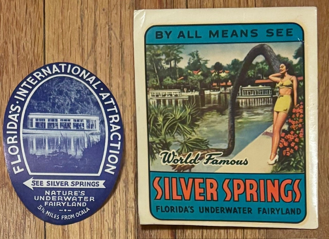 Vintage Silver Springs Florida Souvenir Luggage Label & Large Decal Vintage Silver Springs Florida Souvenir Luggage Label & Large Decal