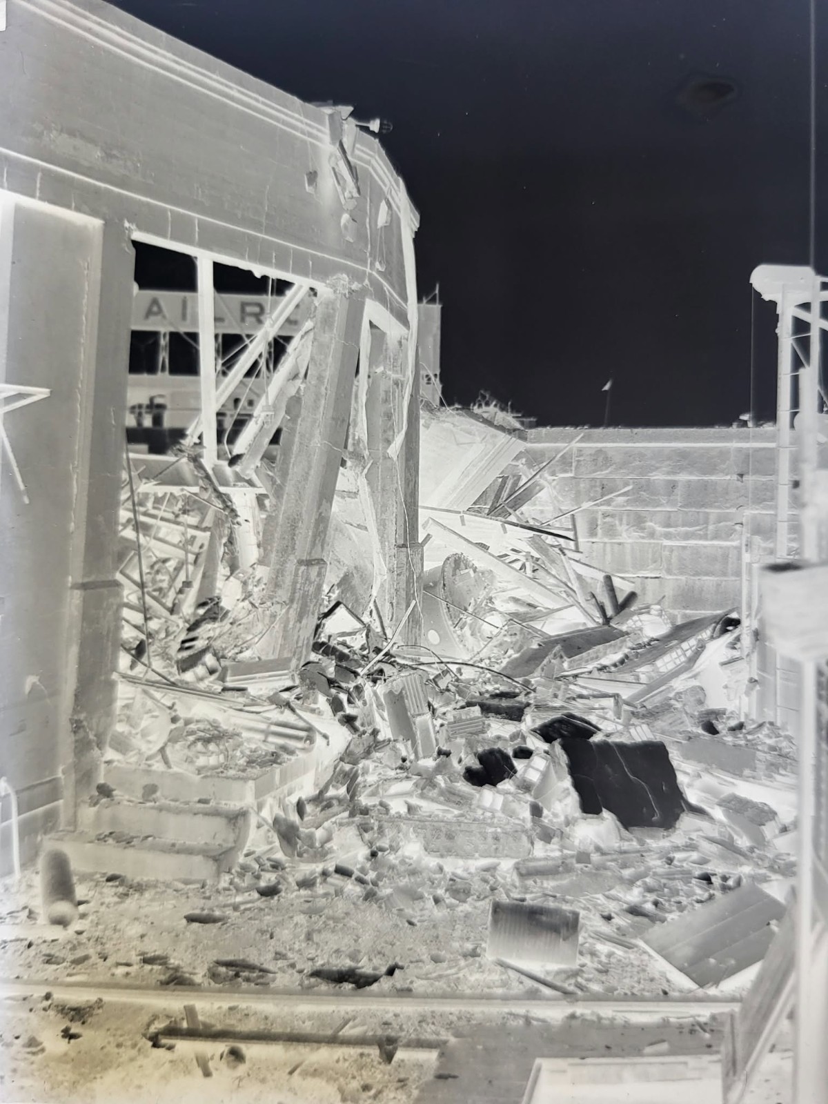 1934 Boston Navy Yard Explosion Disaster Building Ruins Glass Negative OOAK
