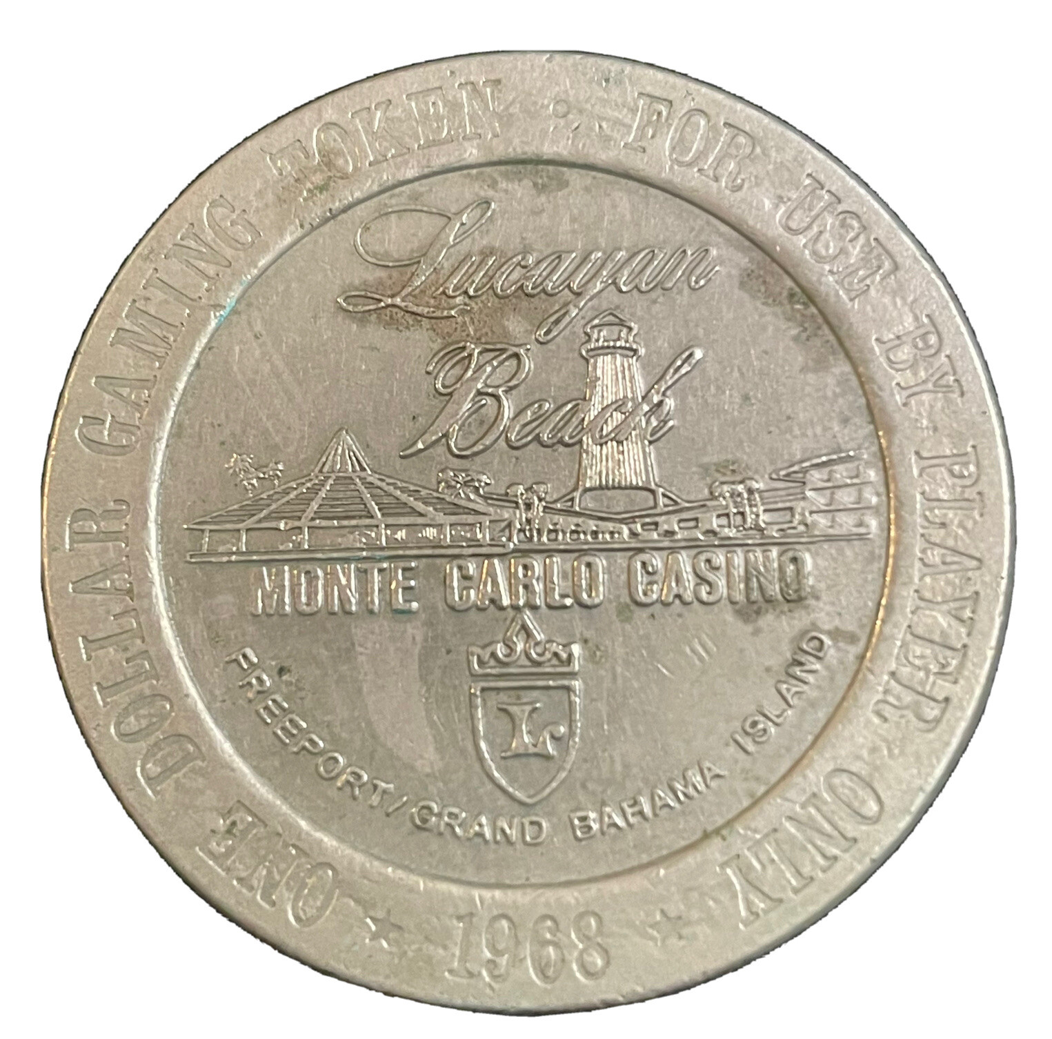 Lucayan Beach Monte Carlo Casino Grand  Bahama Island $1 Gaming Token 1969 Coin