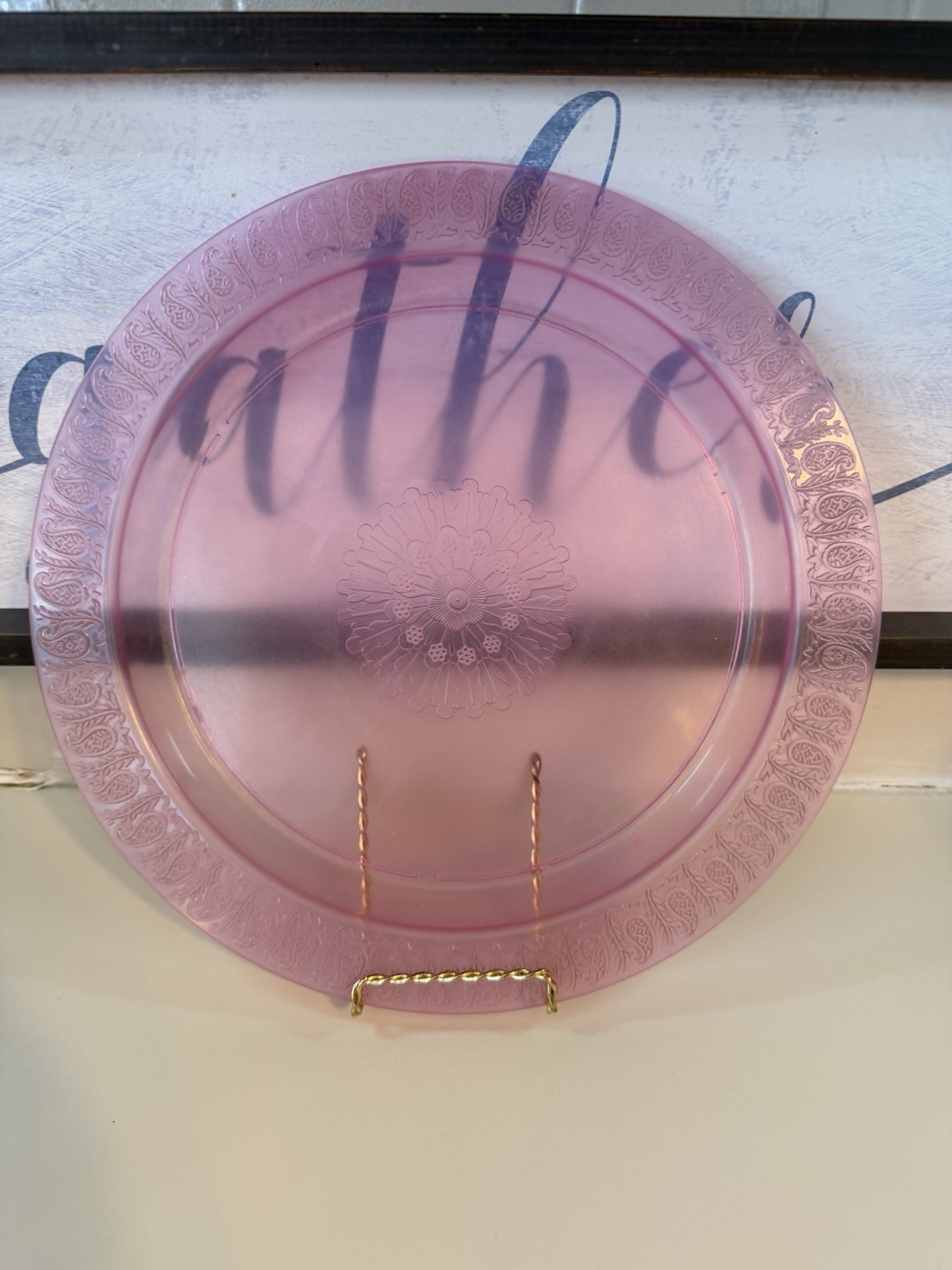 Vintage Avon Elusive Round Pink Plastic Vanity Tray 11.25\