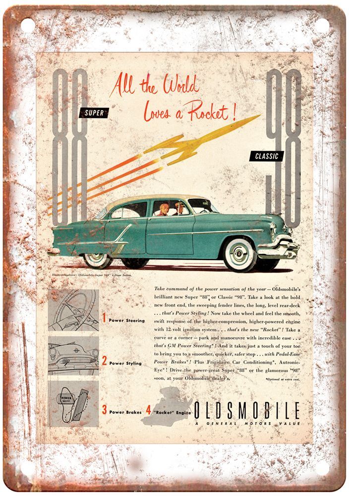 1953 Oldsmobile Super 88 4-Door Sedan Vintage Ad Retro Look Metal Sign A4979