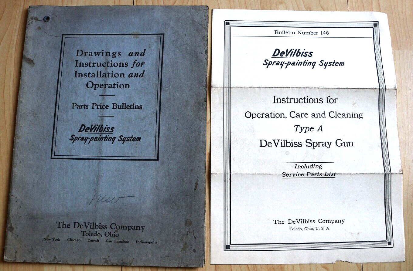 1920s devilbiss spray painting system drawings instructions installation parts