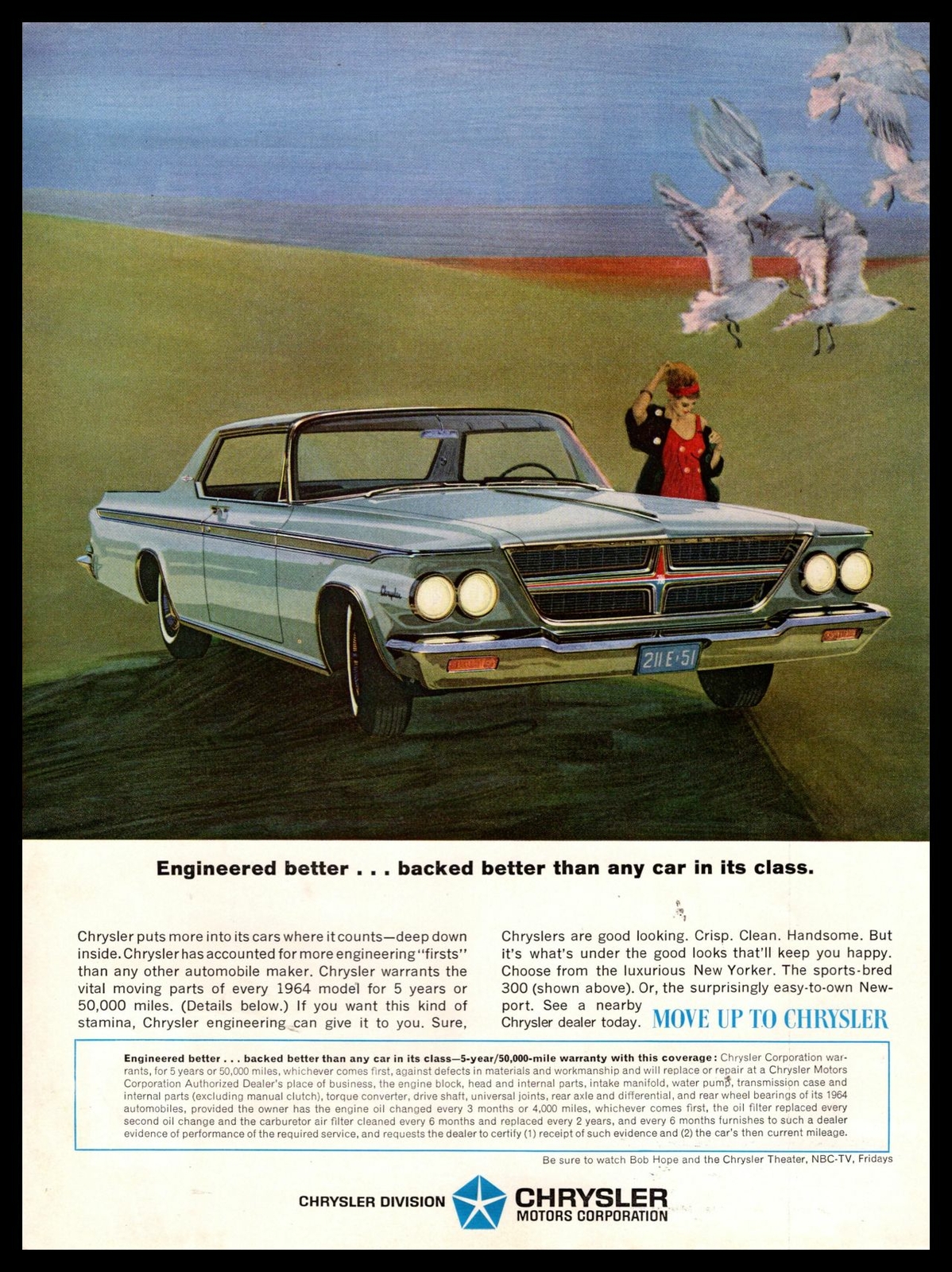 1964 Chrysler 300 2-Door Hardtop Firepower 383 V-8 Engine 305HP Vintage Print Ad