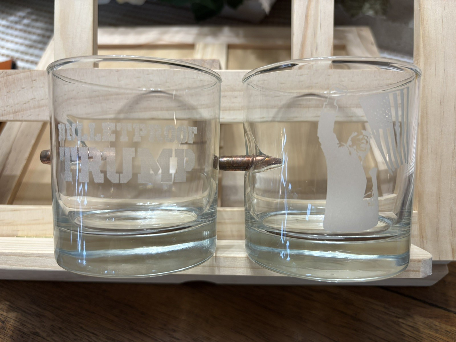 Bulletproof Trump Bullet Whiskey Glass\'s (set of 2) USED