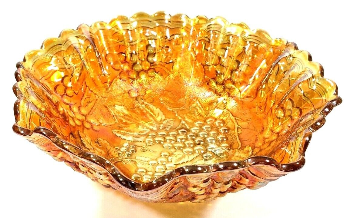 Imperial Vintage Amber Glass Grapevine Large Bowl 10