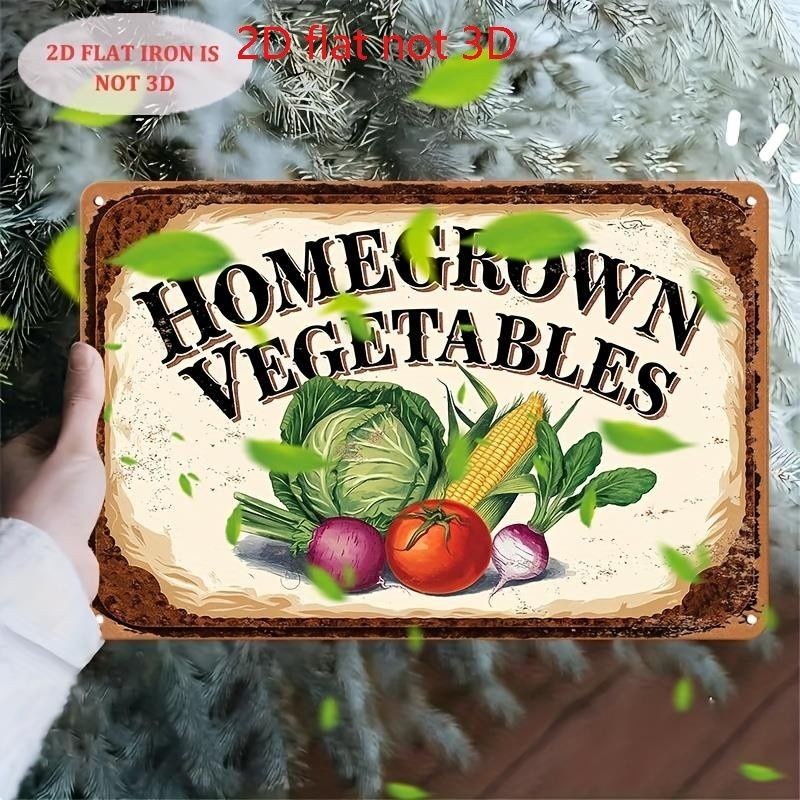 Vintage Homegrown Vegetables Rustic Tin Metal Signs Home Décor 8x12