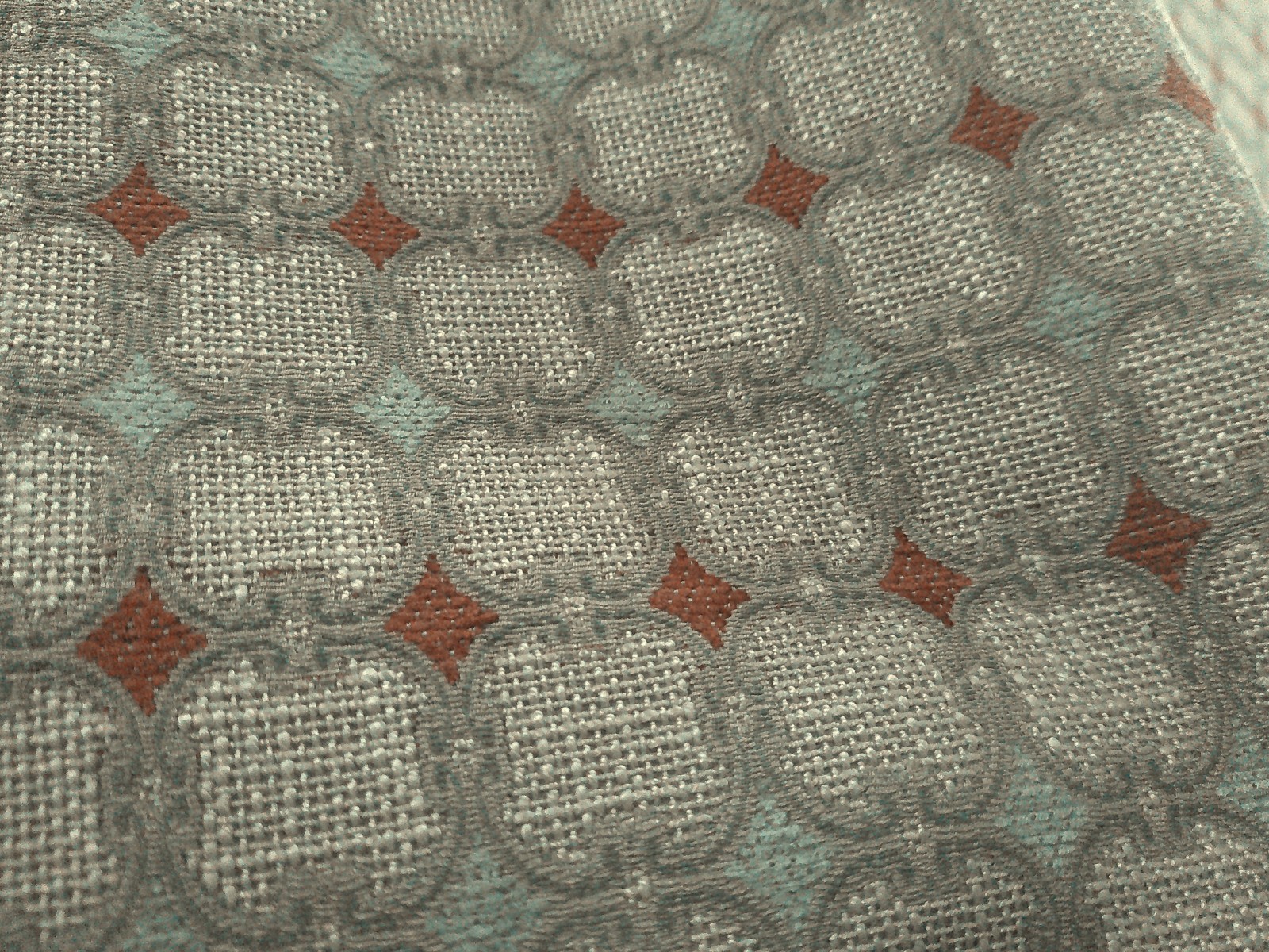 Vintage Woven Jacquard Linen Trellis Tan/Brick/Melon Super High End 42x51+22x40 Vintage Woven Jacquard Linen Trellis Tan/Brick/Melon Super High End 42x51+22x40