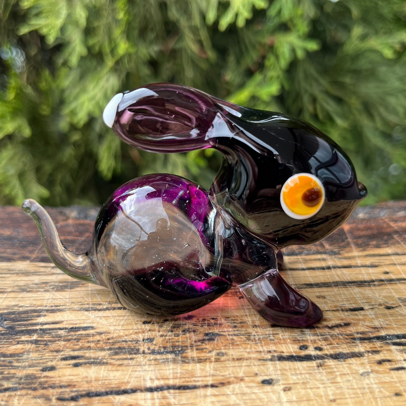 Purple Glass Rabbit Figurine Blown Sculpture | Easter Bunny Collectible Gifts Purple Glass Rabbit Figurine Blown Sculpture | Easter Bunny Collectible Gifts