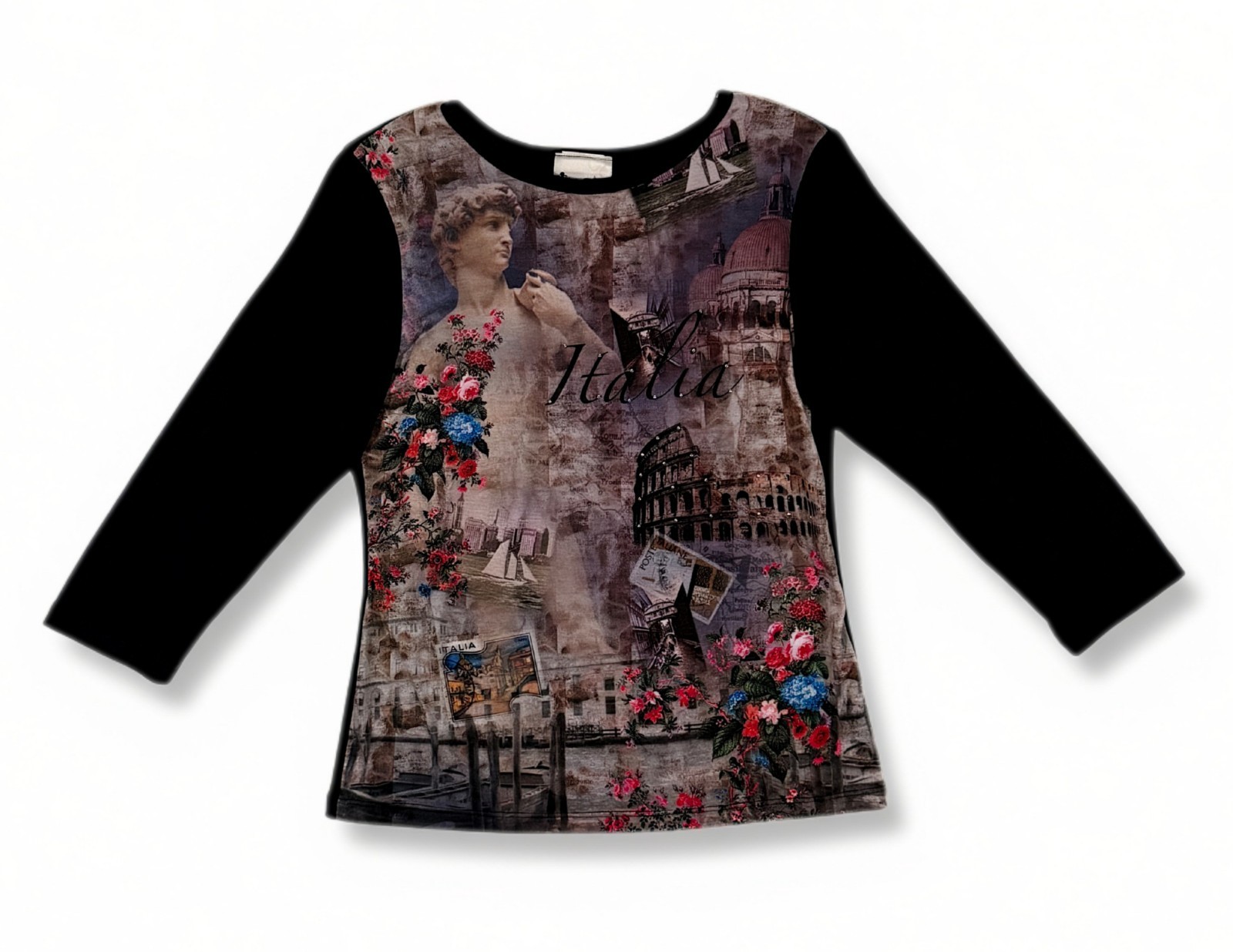 Vintage Walt Disney World Epcot Italy Pavilion T-Shirt Lg Graphic Collage Y2K