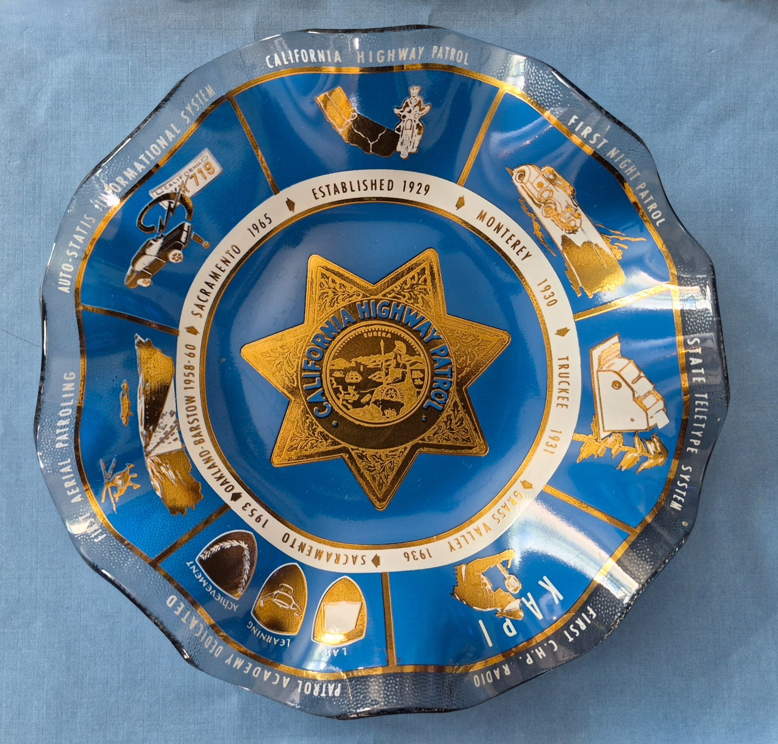 CHP California Highway Patrol Vintage Candy/Nut Dish, Ash Tray, Collectors Plate