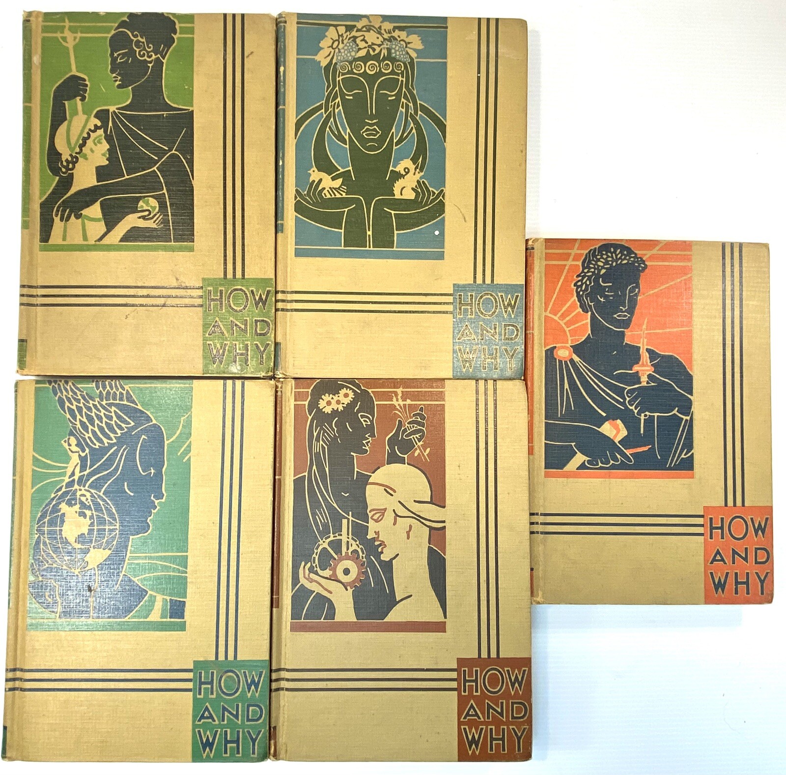 Vtg 1941-42 Art Deco How Why Book Lot of 5 Bullard Hardcover Collectible Library