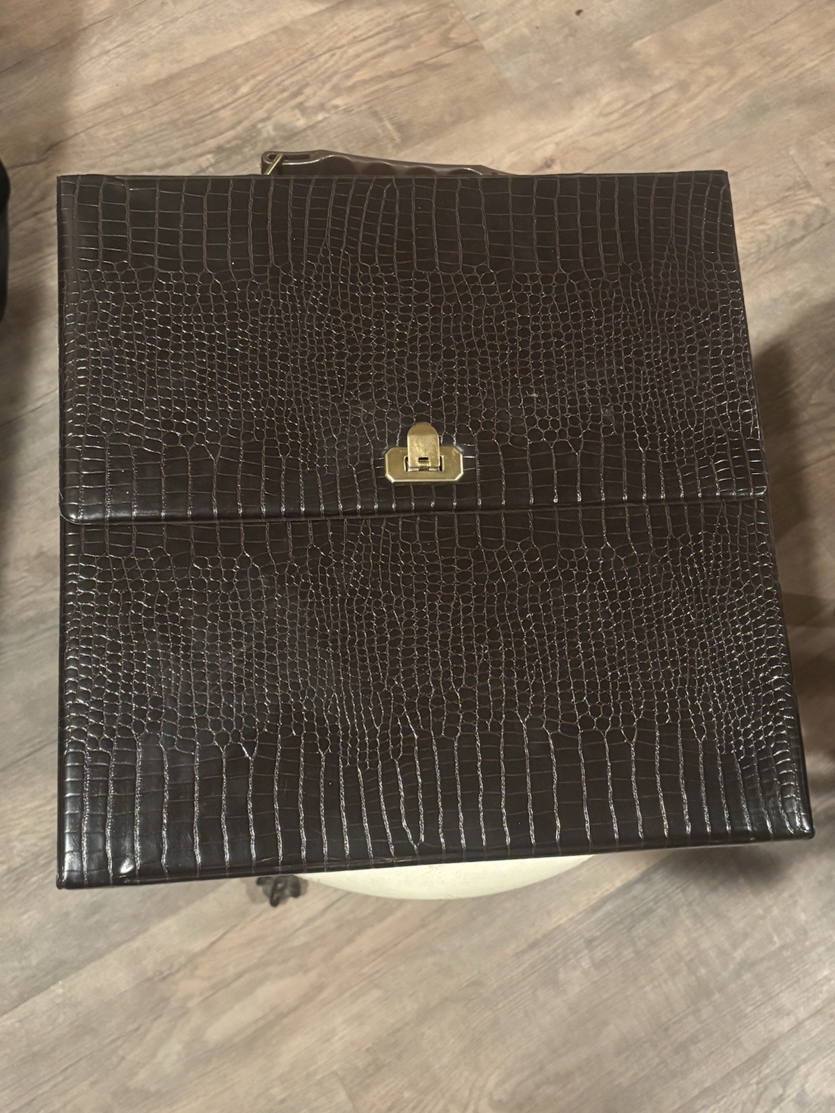 Vintage Brown Faux Snake/Crocodile 12 inch LP Record Case Vinyl Storage 