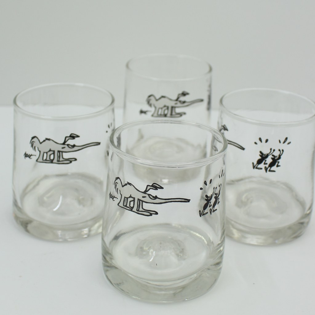 VTG Johnny Hart BC Comics Ice Age Juice Glasses Set of 4 Anteater Ants Barware VTG Johnny Hart BC Comics Ice Age Juice Glasses Set of 4 Anteater Ants Barware