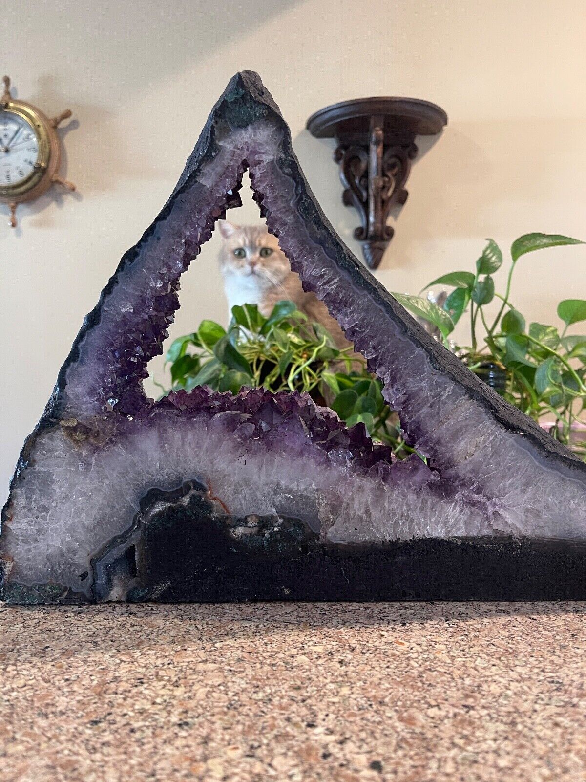 XL Unique Deep Purple Amethyst Cathedral Many Inclusions and Moss Agate