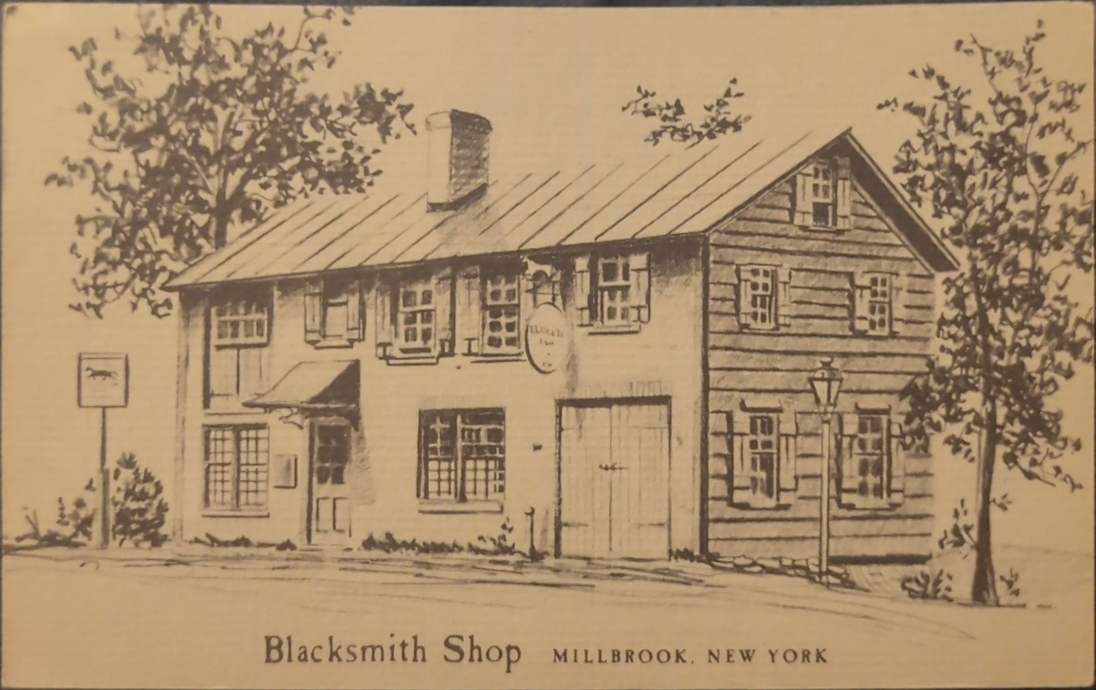 Blacksmith Shop Millbrook NY Vintage Postcard US 3c Stamp