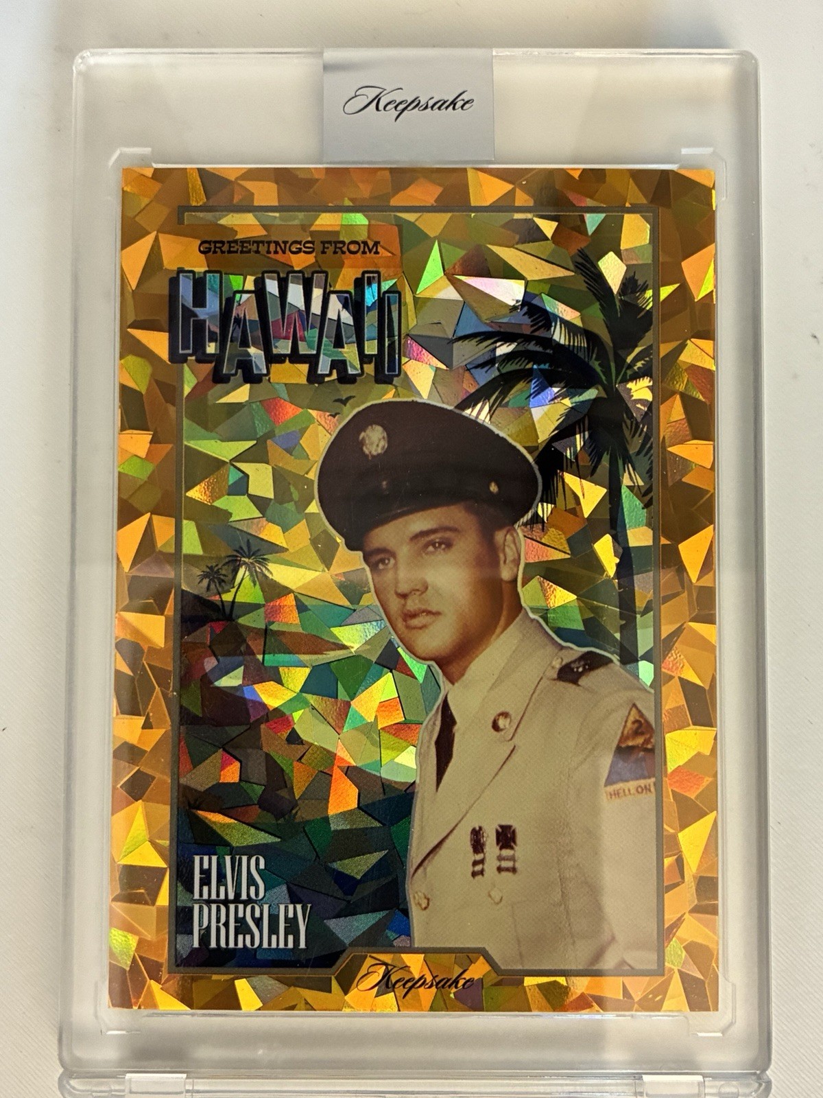 2026 Keepsake Elvis Presley Greetings From Hawaii #28 12/50 Orange Cracked Ice 2026 Keepsake Elvis Presley Greetings From Hawaii #28 12/50 Orange Cracked Ice