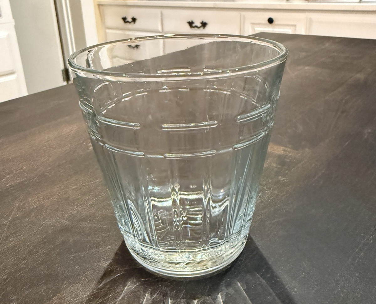 Longaberger Woven Traditions 12 oz. Beverage Tumbler  USA Clear Glass 4”x3 3/4”