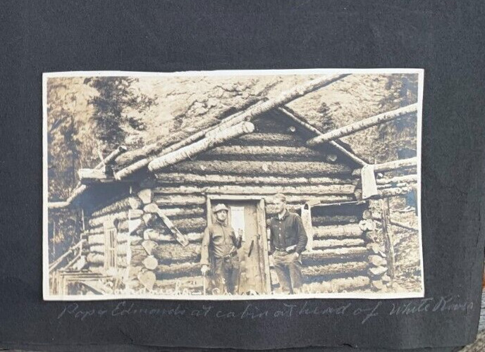 RPPC Postcard Sourdoughs Cabin Alaska at Head of the White River