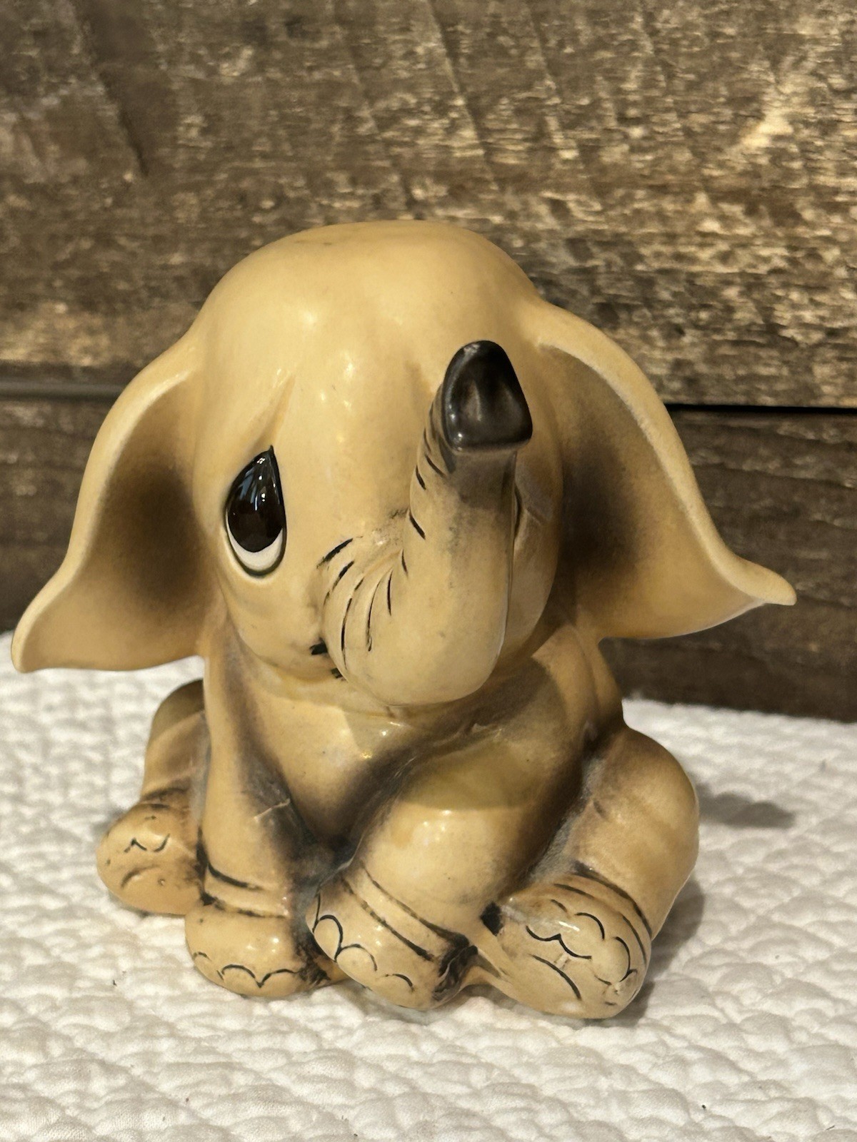 Vintage Elephant Piggy Bank. Signed BK-8. Normal Wear. 4 1/2 inches tall.