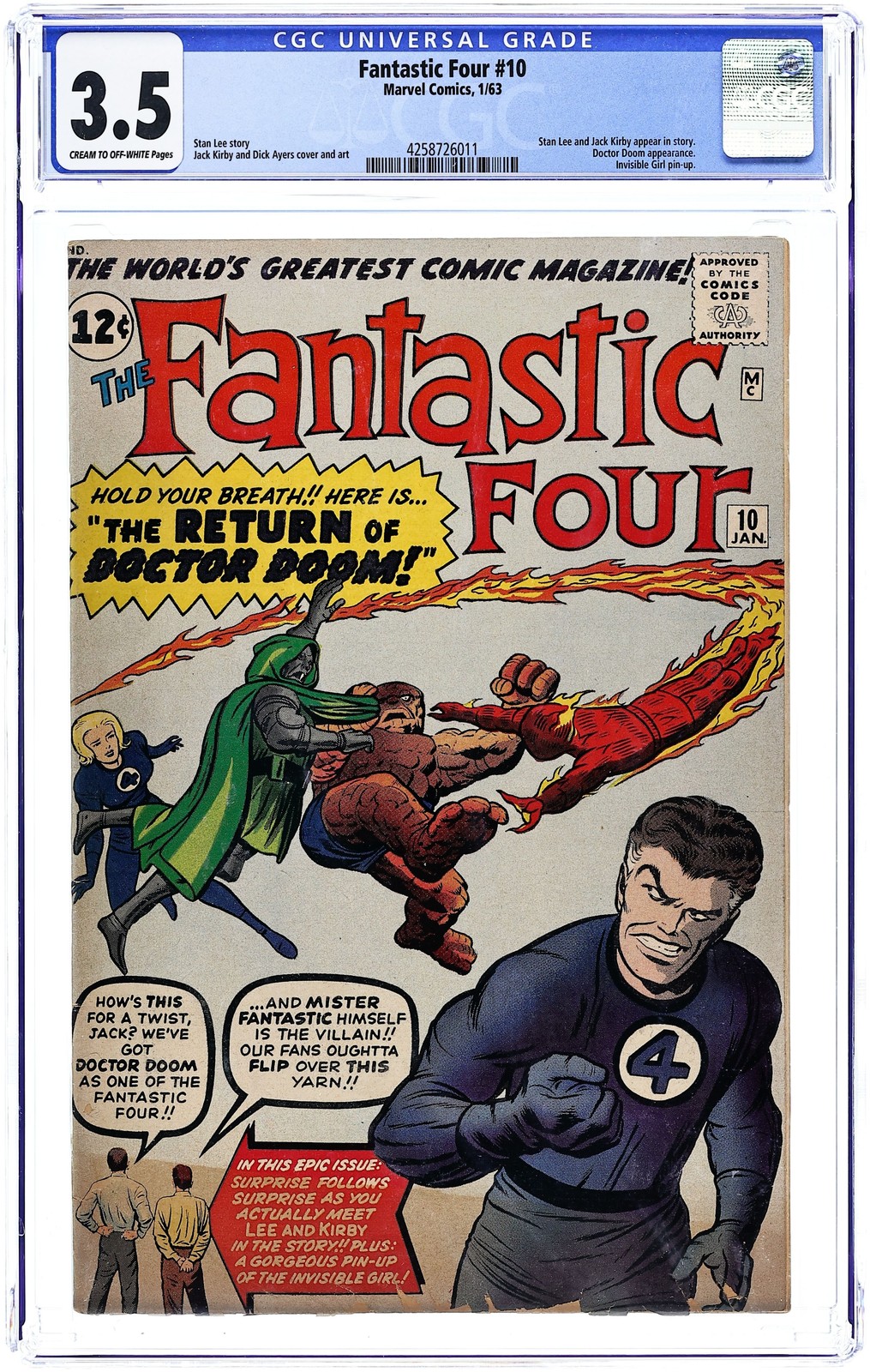 Fantastic Four #10 CGC 3.5 1963 4258726011