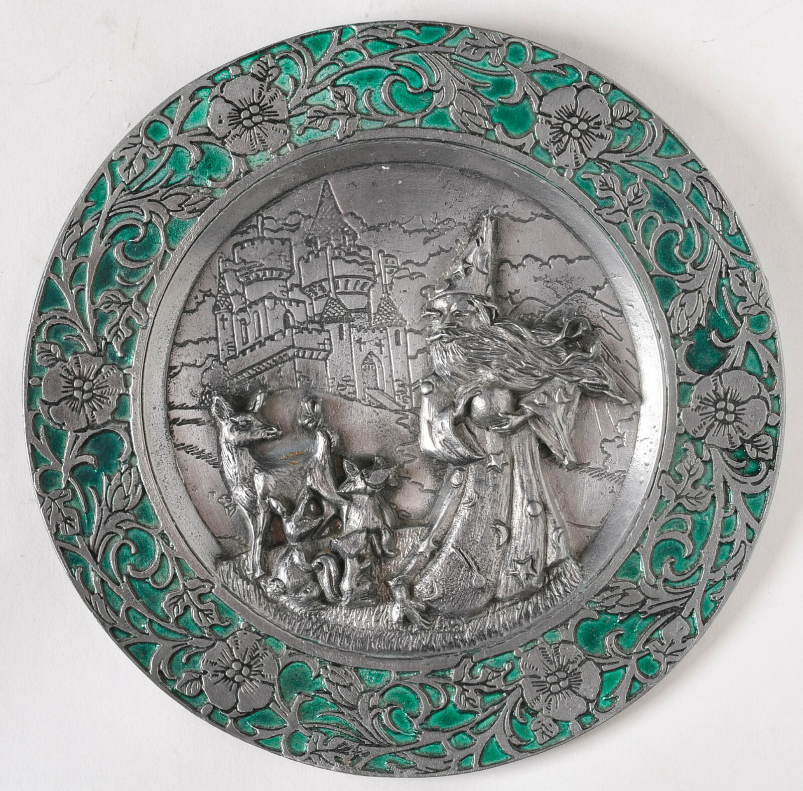 Michael Ricker Wizard with Animals 3D Pewter Mythology Plate 2/3000 1987 Rare Michael Ricker Wizard with Animals 3D Pewter Mythology Plate 2/3000 1987 Rare
